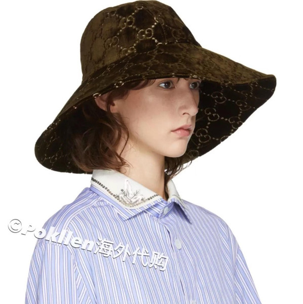 Women Wide Brim Hats Ladies Velvet Brown Designer Outdoor Hats 003