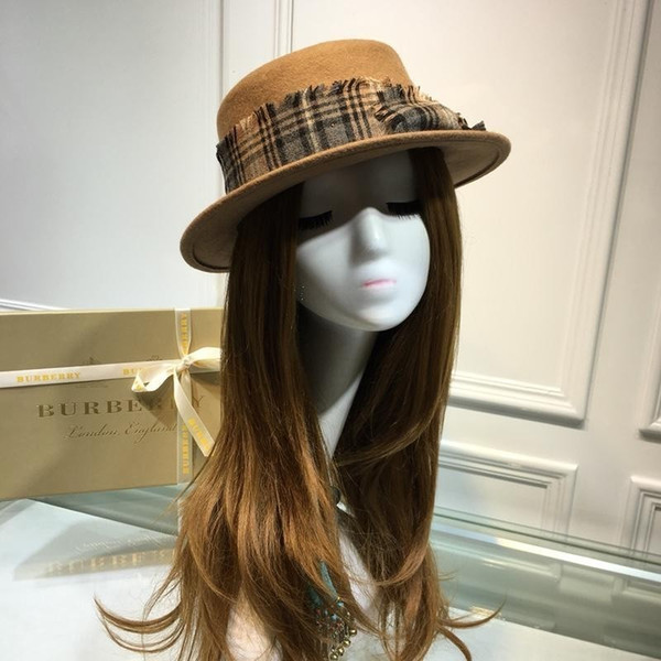 Wool Cashmere Peaked Beanie Cap Wool Yarn Hats Autumn And Winter LADIES Wide Brim Sun Hat (44122)