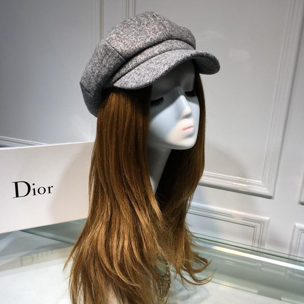 Wool Cashmere Peaked Beanie Cap Wool Yarn Hats Autumn And Winter LADIES Wide Brim Sun Hat (51927)