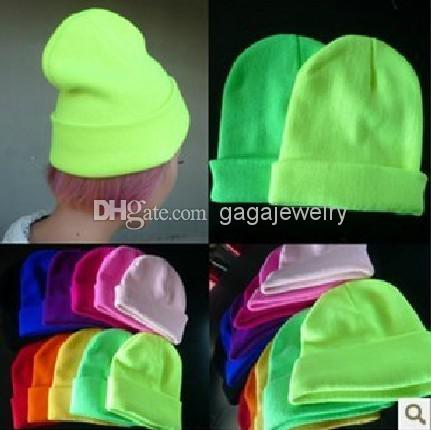 Fashion Cap 10Pcs Solid Colors Unisex Knitting Hats Caps BIGBANG GD Fluorescent color Thickened Hats Hiphop