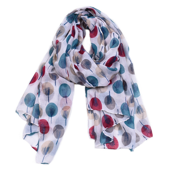 Hot Sale Fashion Ballon Pattern Polka Dot Pattern Ladies Women Voile Shawl Long Scarf and Circle Loop Scarf Ring Scarf