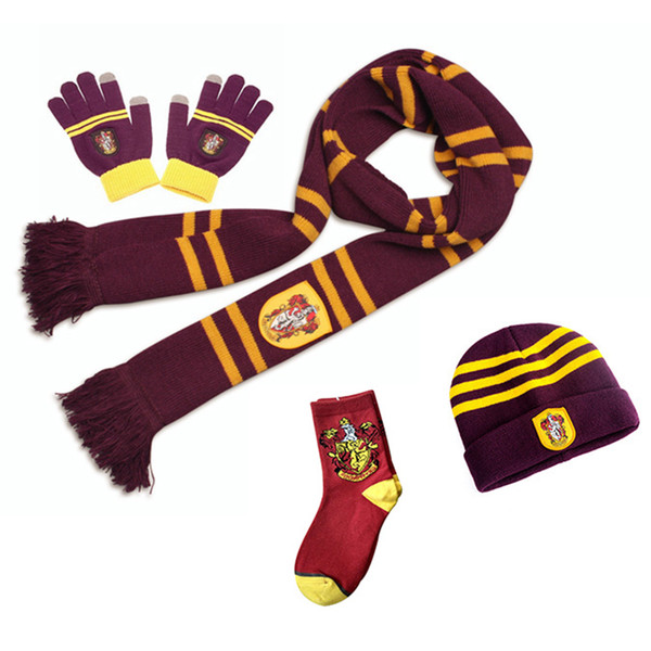 Harri Potter Scarf Gryffindor Scarf+Cap/Hat+NECKTIE+Socks Soft Warm Scarves Costumes Halloween Children's Day gift