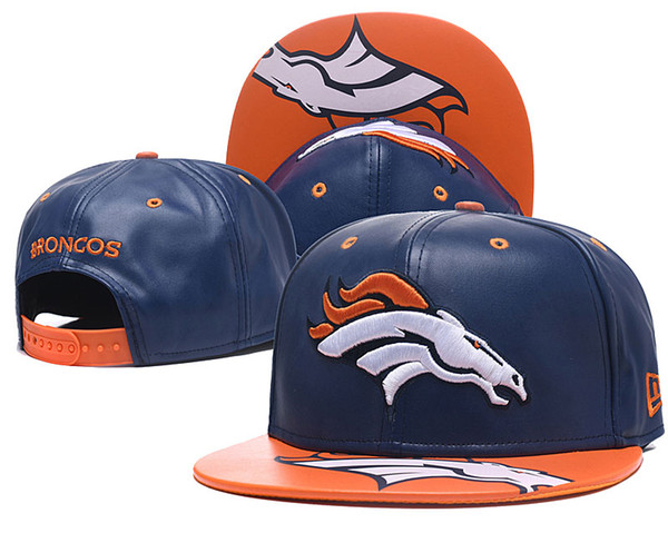 One Piece Popular Hip Hop Broncos Leather Flat Hats Team Logo Embroidered Sport Ajustable Headwear Sports Classic Snapback Caps