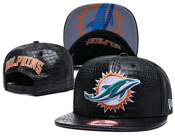 One Piece Popular Hip Hop Dolphins Leather Flat Hats Team Logo Embroidered Sport Ajustable Headwear Sports Classic Snapback Caps