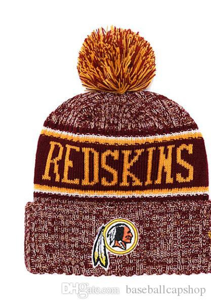 Free Shipping One Piece Cheap Hip Hop Beanies Team Logo Embroidered Redskins Cuffed Knit Hat Sport Skull Men Women Winter Caps