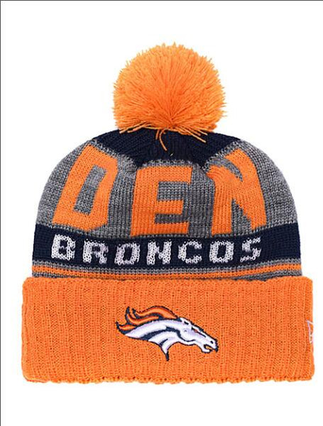 NEW Men's Broncos Knitted Beanie Cap Wool Warm Hip Hop Striped Sideline Cuffed Pom Beanie Hats Men Women Bonnet Beanies Skull Hat