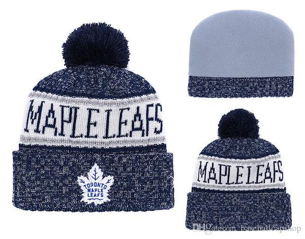 Free Shipping One Piece Cheap Football Beanies Team Logo Embroidered Toronto Maple Leafs Cuffed Knit Hat Sport Skull Men Women Winter Caps