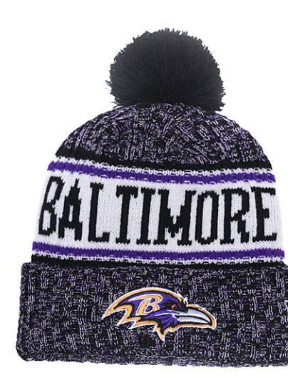 NEW Men's Ravens Knitted Beanie Wool Warm Striped Sideline Cuffed Pom Beanie Hats Men Women Knit Bonnet Beanies Knit Hat