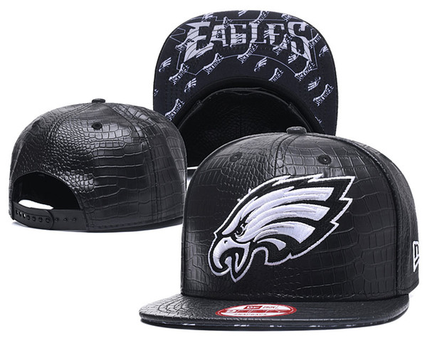 One Piece Popular Hip Hop Eagles Leather Flat Hats Team Logo Embroidered Sport Ajustable Headwear Sports Classic Snapback Caps