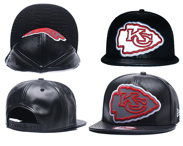 One Piece Popular Hip Hop Chiefs KC Leather Flat Hats Team Logo Embroidered Sport Ajustable Headwear Sports Classic Snapback Caps