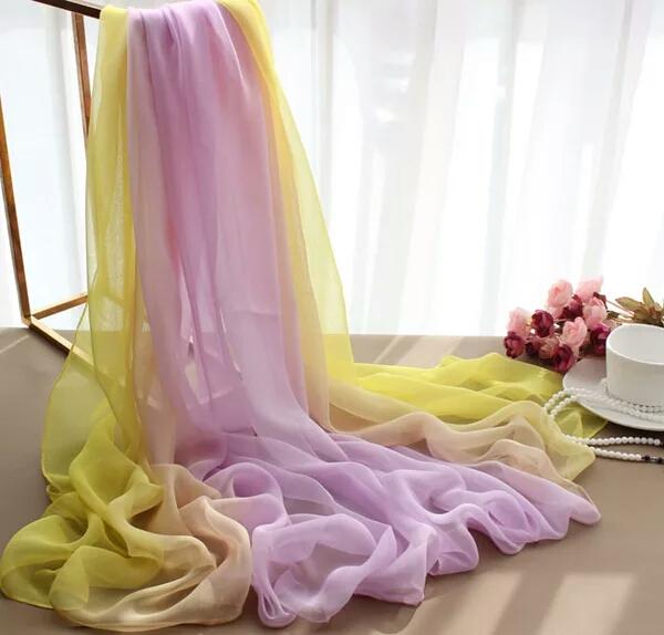 Pure silk scarf spring and autumn Chiffon scarf alligator wrinkle scarf long soft and thin shawl for autumn and winter