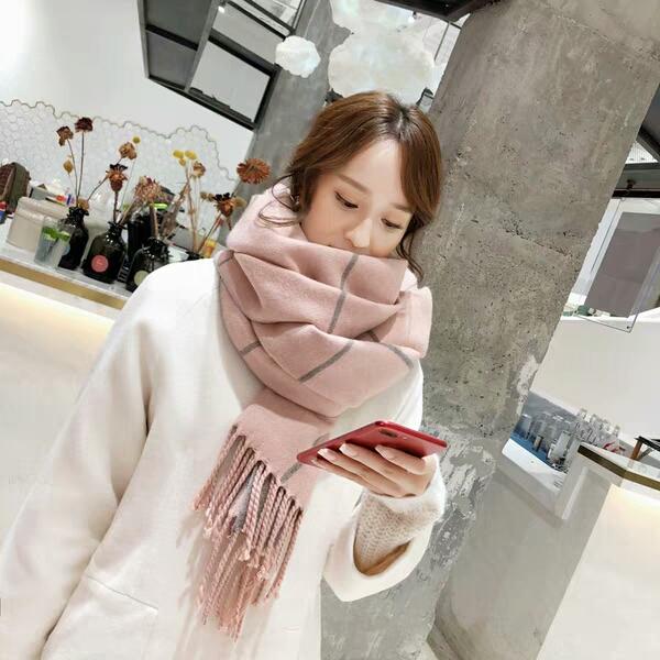 Korean Scarf Female Winter Long-style Thickened Thermal Checker Ins Over-heated Korean Student Scarf