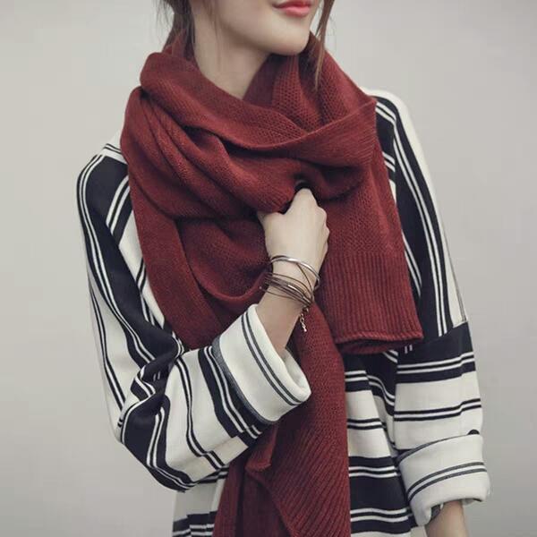 Korean Wool Scarf Female Autumn and Winter Thickening Long Knitting Student Warm Ins Girl Heart Scarf Male