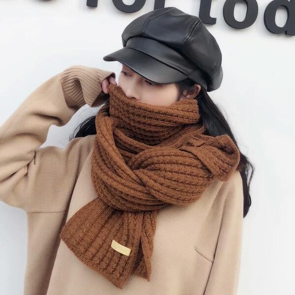 Scarf Female Winter Korean Edition Student Baitie Knitted Long-style Thickened Heating Harajuku Small Fresh Pure Wool Neck