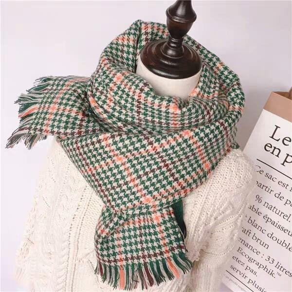 Winter Thermal Scarf Women's Dual-sided Large Shawl Thickening Thermal Lattice Knitted Scarf Trend for Men and Women