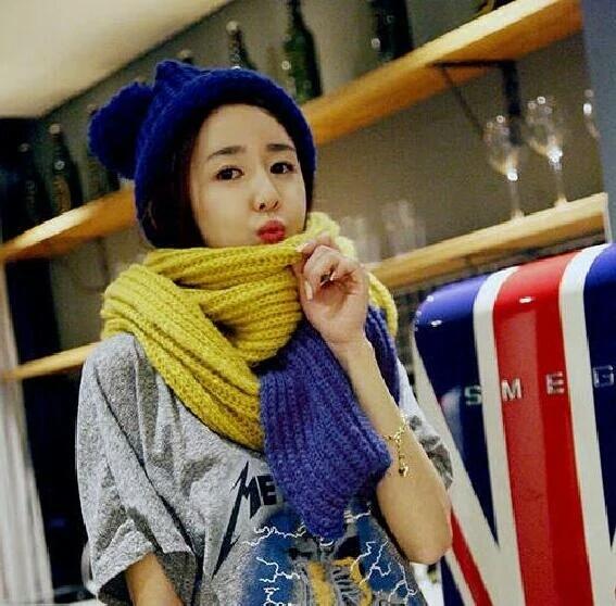 South Korea Autumn and Winter 2018 New Female Neck Fashion Thickened Long Hood Knitted Warm Wool Scarf Chaohua Edition