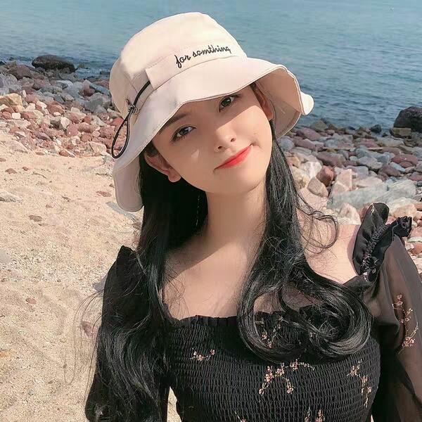 Hat Female Spring and Summer Sunscreen Sunshade Cap Korean Fisherman's Cap Lovely Baitao Japanese Alphabet Beach Sunhat Trend