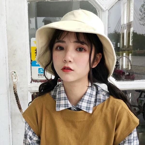 Fishermen's hat, Xia Bai Han, Korean version, Japanese soft girl students, small fresh sunshade hat, sun protection basin hat.