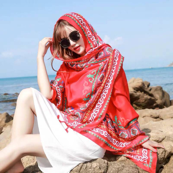 Super Girl Silk Scarf New Long Shawl With Seaside Sunscreen Beach Scarf Outside Summer Scarf