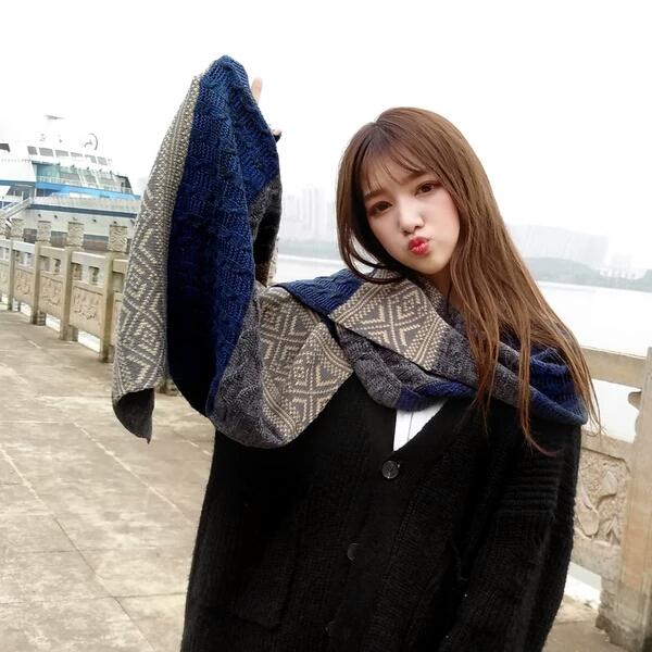 Scarves, women, winter, new models, Korean women's scarves, knitted knitted wool scarves, long young people