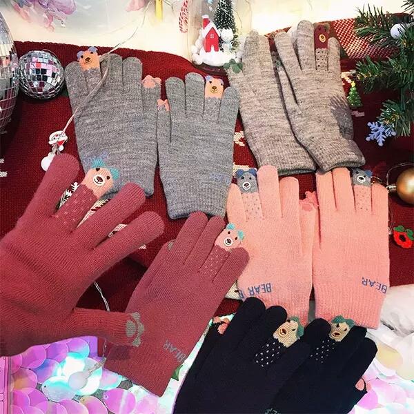 Winter, warm, comfortable, comfortable, five fingers, gloves, wool, Japanese, Korean, thickened, and winter gloves keep warm