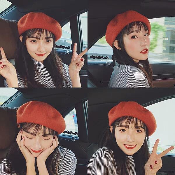 Japanese autumn and winter net red 100 sets Wool Beret and Korean version of female tide Ying Beili painter hat Winter ins