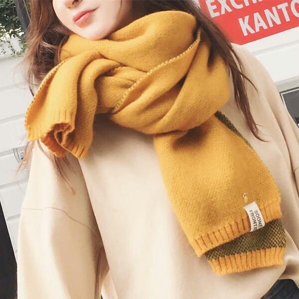 Scarf Female Autumn and Winter Korean Edition Baitao Student ins Girl Heart Thickening and Long Dual-purpose Soft Girl Knitting Wool Neck