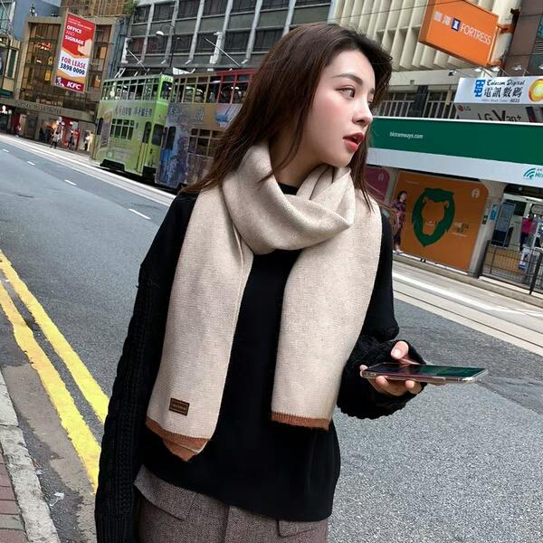 Soft Girls JK Scarf Men and Women Knitted Wool in Autumn and Winter Korean Edition Japanese Simple Student Lover Style ins Neck