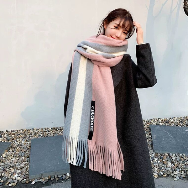 Scarf Autumn and Winter Female Student Korean Edition Baitao Warm Ins Couple Style Soft Girls Long Style Thickened Wool Scarf Men