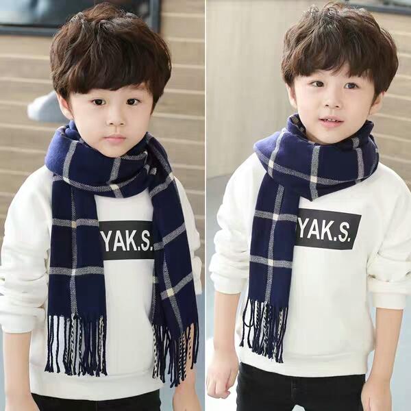 Baby scarf imitation cashmere Plaid autumn and winter 2018 boys and girls Korean version 100-neck scarf for children