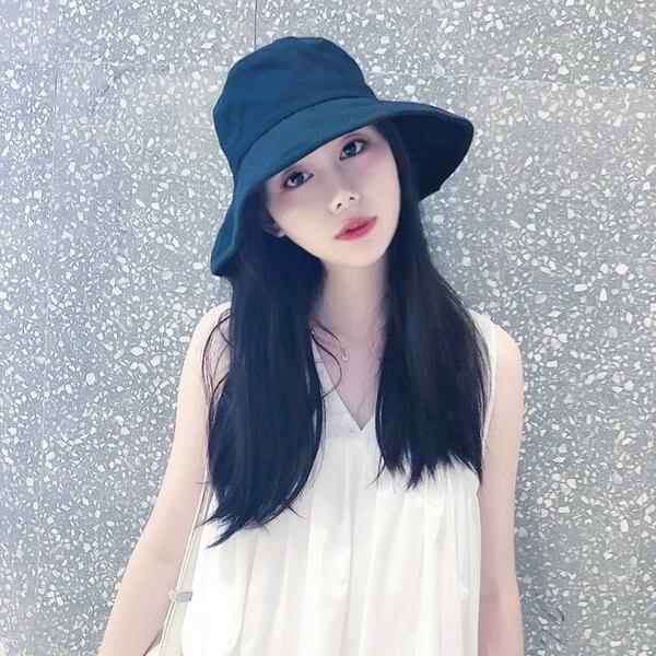 Chic girl fisherman hat, female Xia Han version, Joker day, sunscreen, small fresh shading hat, lotus leaf tide.