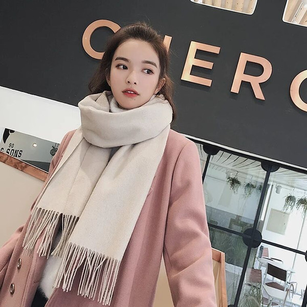 Pure Wool Scarf Female Autumn and Winter Korean Edition Hundred Sets Student Warm Shawl Dual-purpose Camel Neck Thickening in Winter