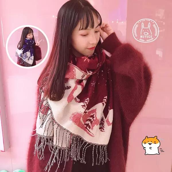 Japanese soft sister ins neck winter Christmas girl heart Lolita net red JK scarf cute plush students