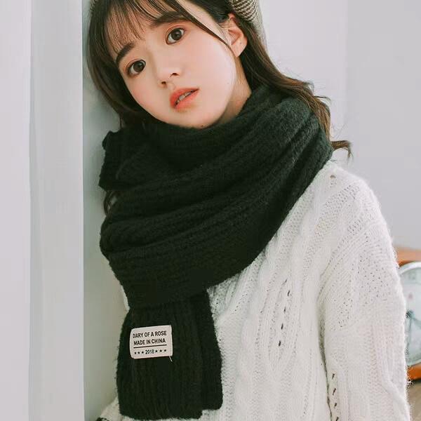 Scarf Female Winter Korean Version Baitao Student ins Girls Heart Male Soft Girls Thicker Wool Knitted Scarf Female in Autumn and Winter