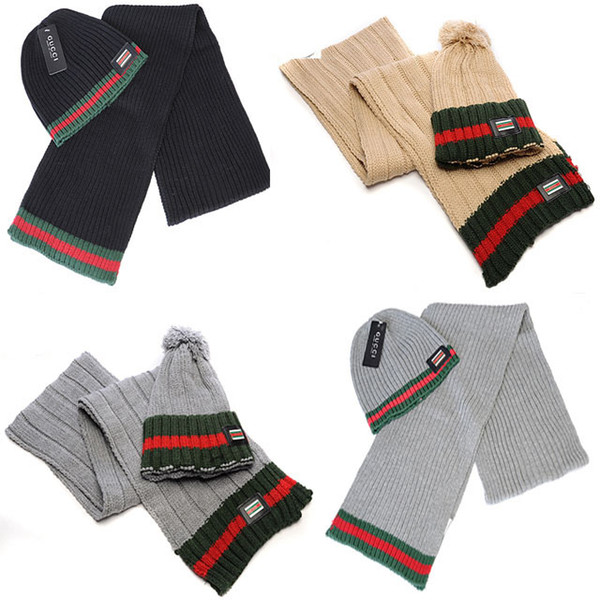 Wholesale- 2018 brand new Men's women's autumn winter European and American popular Hat and scarf two-piece Hat and scarf free shipping