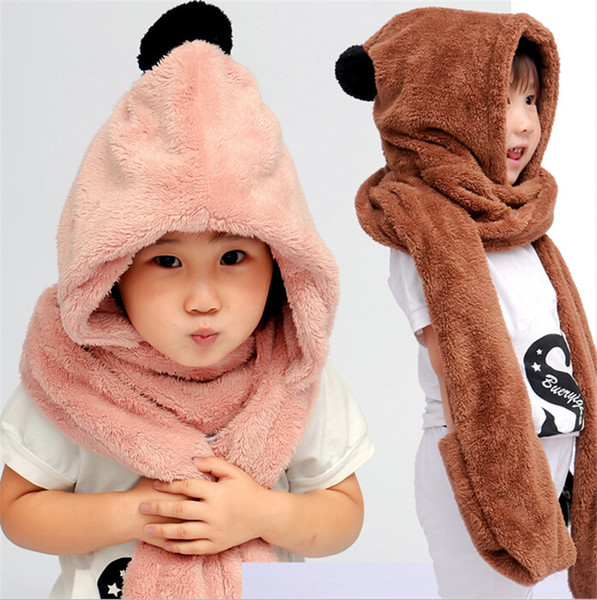 Fleece winter hat scarf gloves set for gril warm hood scarf hat gloves set free shipping