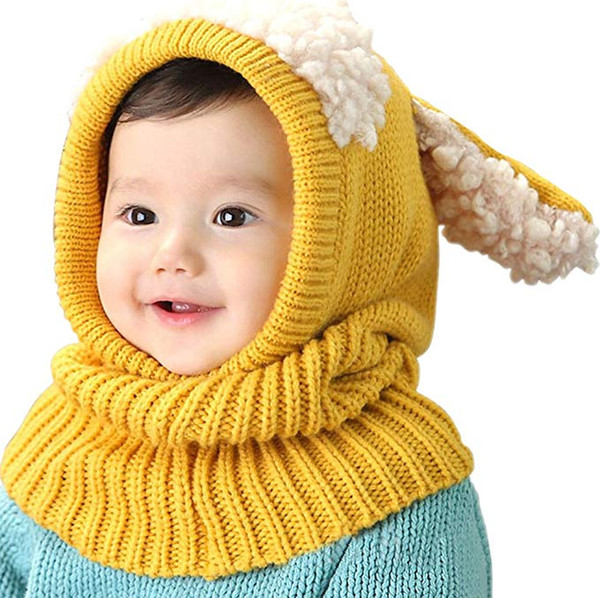 SF DHL Cute kids Winter Hat Scarf Crochet Knitted Caps for baby Earflap Hood Scarves Neck warmers children Photography Props 6-36months