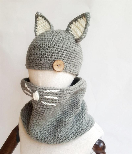 Cute Knitted Cat Ear Hats Animal Cat EAR For Baby Girl Fashion Winter Kids Cat Beanie Hat DHL