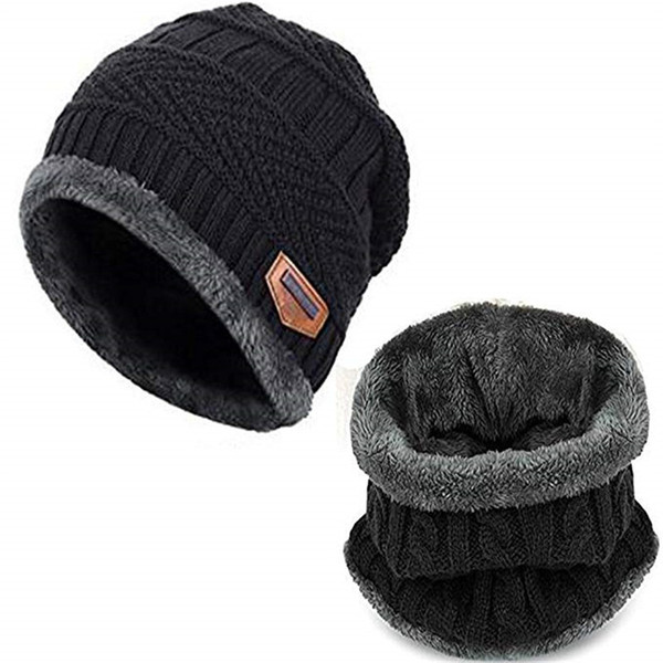 Beanie Hat Scarf Set Knitted Wool Hats Winter Warm Beanie Cap and Scarf for Student Teenagers Outdoor Sports