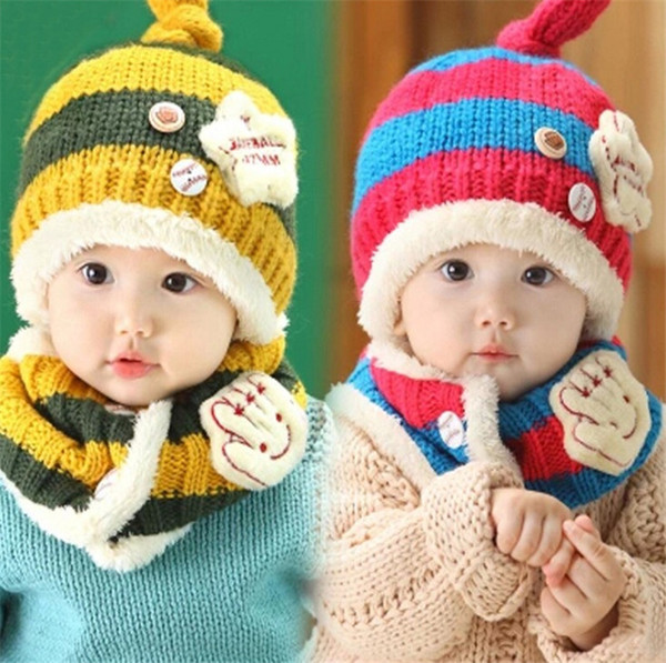 New Little Palm Star Baby Winter Knitt
8000
ed Beanie Hat And Scarf Set Toddler Kids Warm Balaclava Cap Outdoor Skiing Sports Scarf Sets