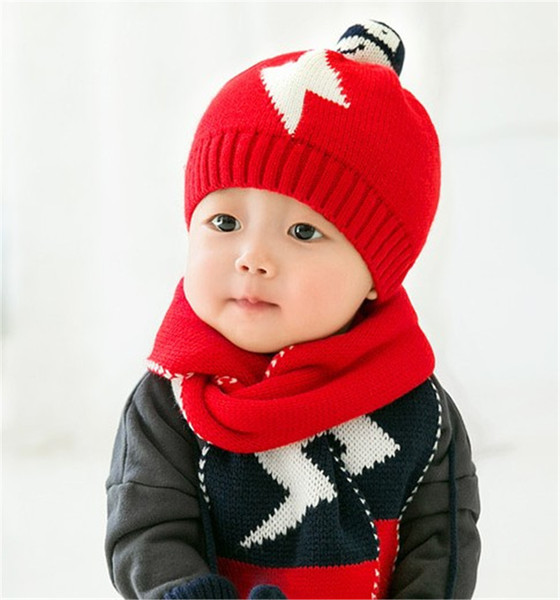 New Lightning Flash Baby Winter Knitted Beanie Hat And Scarf Set Toddler Kids Warm Balaclava Cap Outdoor Skiing Sports Scarf Sets