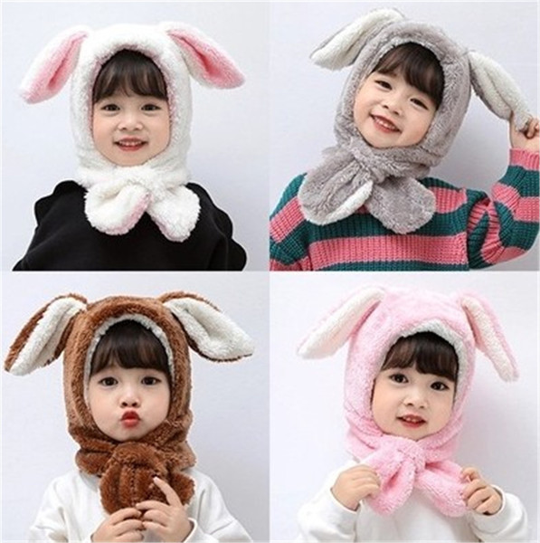 New Rabbit Girl Boy Baby Winter Knitted Beanie Hat And Scarf Set Toddler Kids Warm Balaclava Cap Outdoor Skiing Sports Scarf Sets