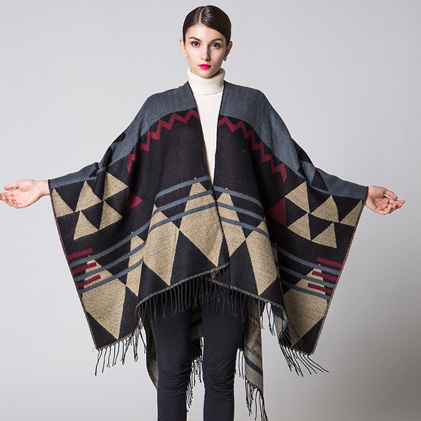 Scarves New Fashion Wraps Autumn and Winter Classic Bohemia Style Imitation Cashmere Shawls Tassels Geometric Pashmian