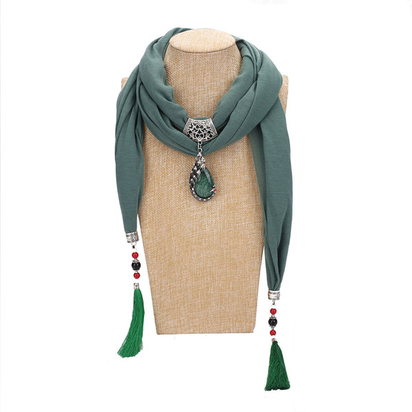 National Ethnic Scarf New Fashion Women Tassels Wraps High Quality Multicolor Resin Alloy Peacock Pendant Scarf