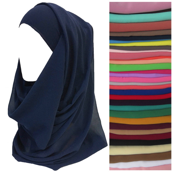 Hiqh Quality Plain Colors Chiffon Women Head Scarf Shawl Wrap Muslim Hijab Headband 180cm x 75cm