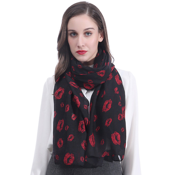 Fashion Sexy Lips Print Women Scarf Shawl Body Wrap Large Size Gift Idea Soft Light Weight