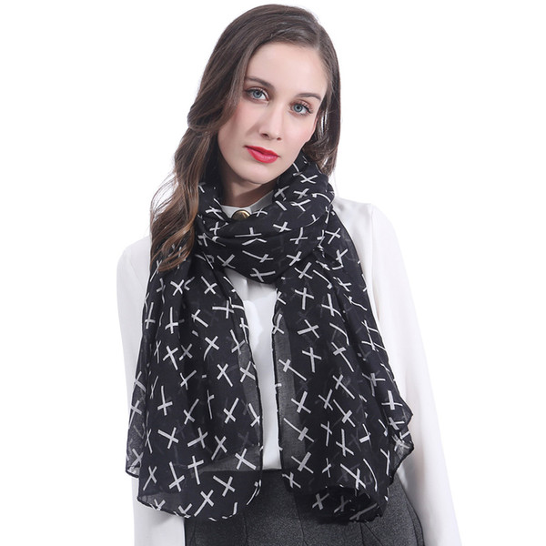 Fashion cross Print Women Scarf Shawl Wrap Scarves Large Size Soft Light Weight for All Seasons