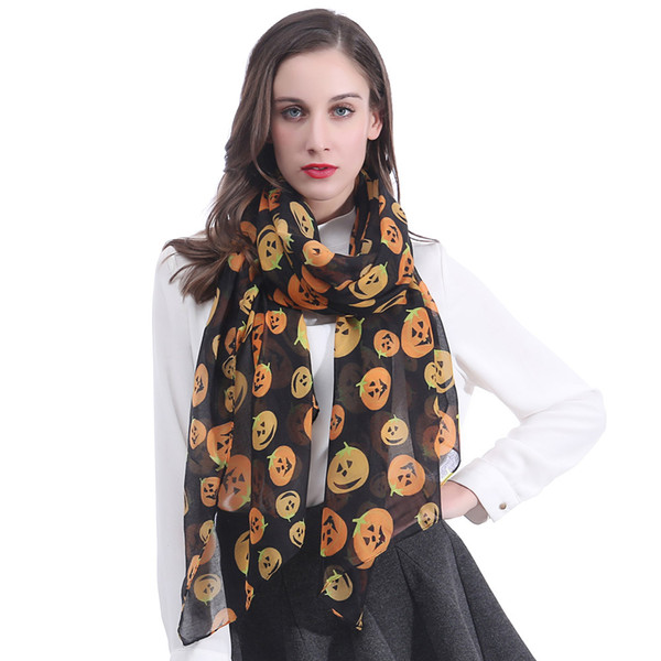 Fashion Pumpkins Halloween Print Women Scarf Shawl Wrap Large Size Soft Light Weight for All Seasons