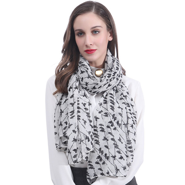 Fashion Small Birds Print Women Scarf Shawl Wrap Large Size Soft Light Weight for All Seasons