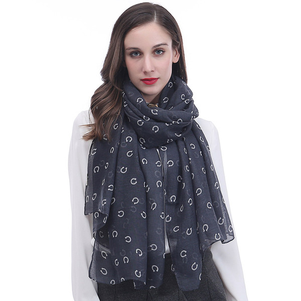 Horseshoes Horse Shoe Print Women Scarf Shawl Wrap Large Size Soft Light Weight for All Seasons